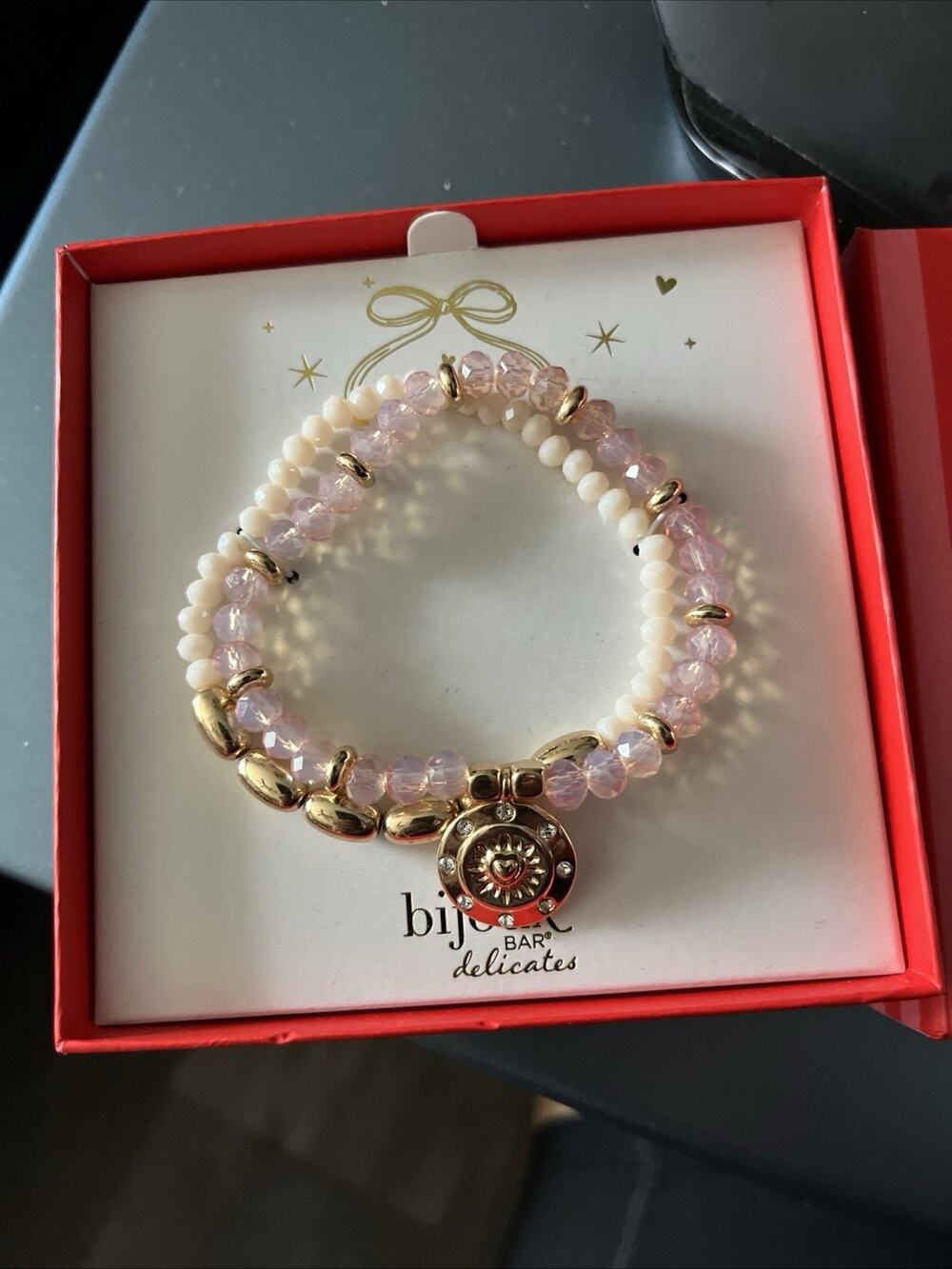 NEW Bijoux Bar Gold Tone Women's Glass Stretch Bracelet